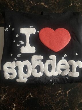 SP5DER I Heart sp5der Graphic Hoodie - Black, Red & White